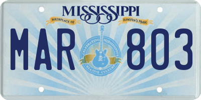 MS license plate MAR803