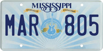 MS license plate MAR805