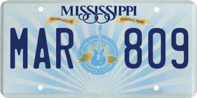 MS license plate MAR809