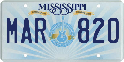 MS license plate MAR820