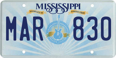 MS license plate MAR830
