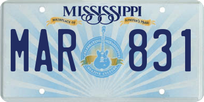 MS license plate MAR831