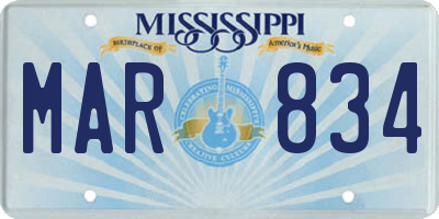 MS license plate MAR834