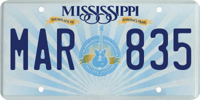 MS license plate MAR835