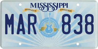 MS license plate MAR838