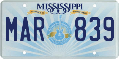 MS license plate MAR839