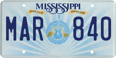 MS license plate MAR840