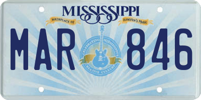 MS license plate MAR846