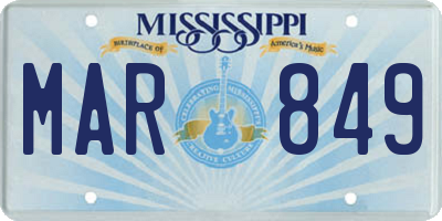 MS license plate MAR849