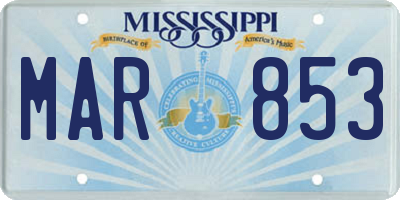 MS license plate MAR853