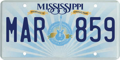 MS license plate MAR859