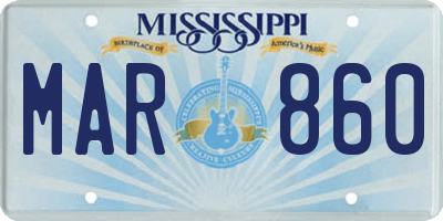 MS license plate MAR860