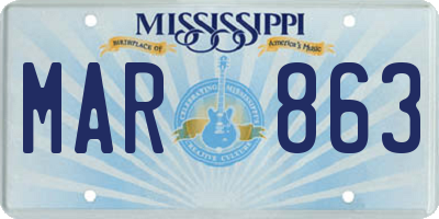 MS license plate MAR863