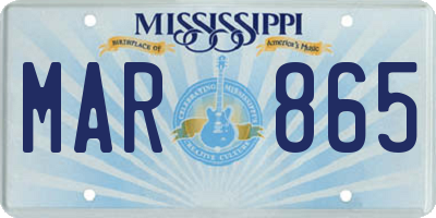 MS license plate MAR865