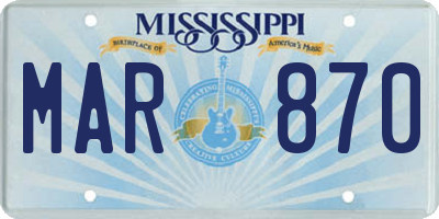 MS license plate MAR870