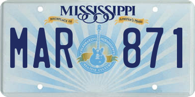 MS license plate MAR871