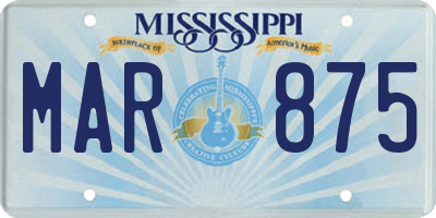 MS license plate MAR875