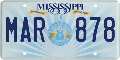 MS license plate MAR878