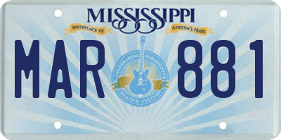 MS license plate MAR881
