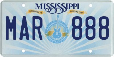 MS license plate MAR888