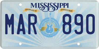 MS license plate MAR890