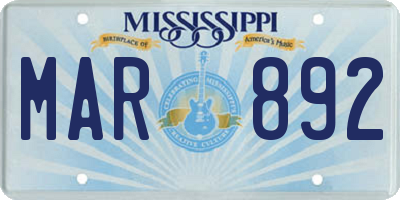 MS license plate MAR892