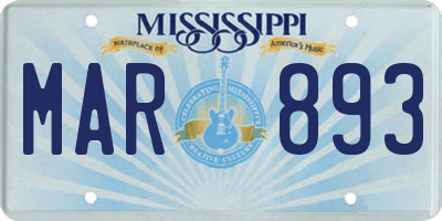 MS license plate MAR893