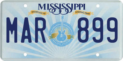 MS license plate MAR899