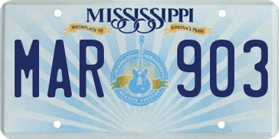 MS license plate MAR903