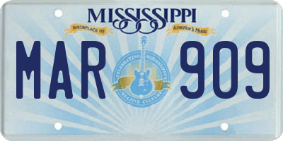 MS license plate MAR909