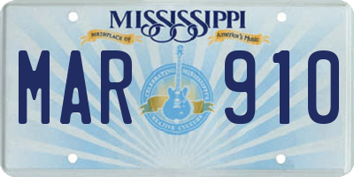 MS license plate MAR910