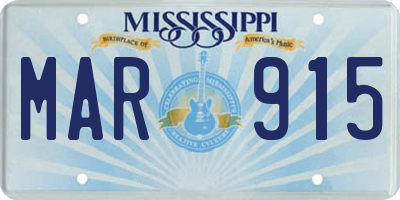 MS license plate MAR915