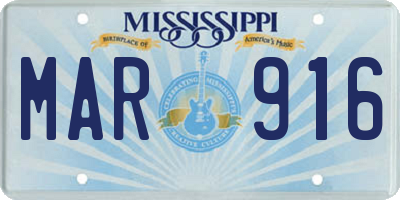 MS license plate MAR916