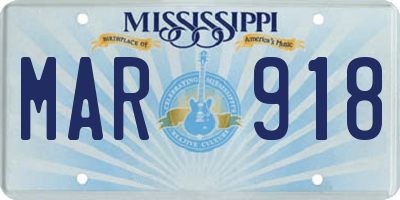 MS license plate MAR918