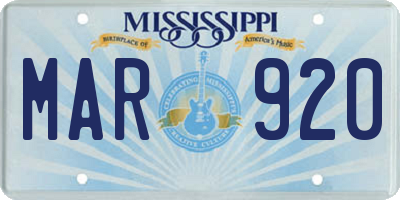 MS license plate MAR920