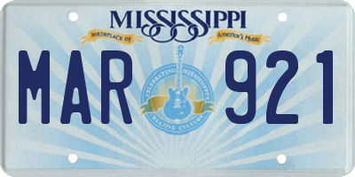 MS license plate MAR921