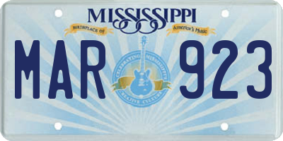 MS license plate MAR923