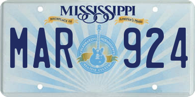 MS license plate MAR924