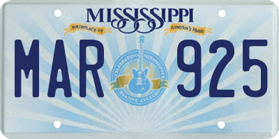 MS license plate MAR925