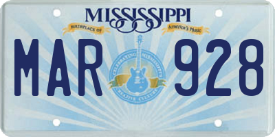 MS license plate MAR928
