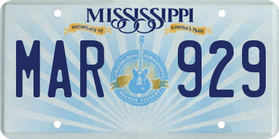 MS license plate MAR929