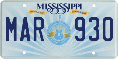 MS license plate MAR930
