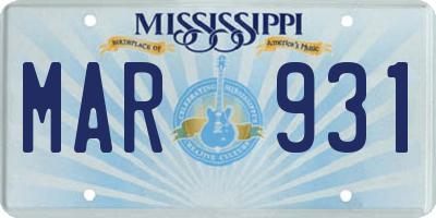 MS license plate MAR931
