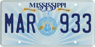 MS license plate MAR933