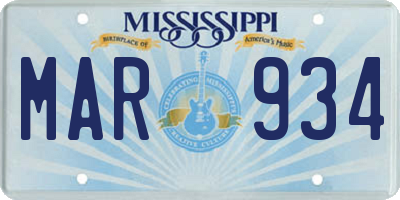 MS license plate MAR934