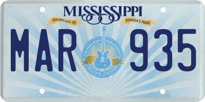 MS license plate MAR935
