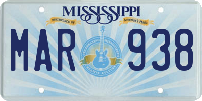 MS license plate MAR938