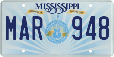 MS license plate MAR948