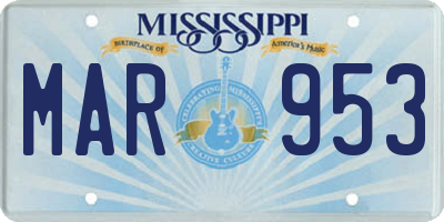 MS license plate MAR953