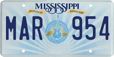 MS license plate MAR954